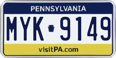 PA license plate MYK9149