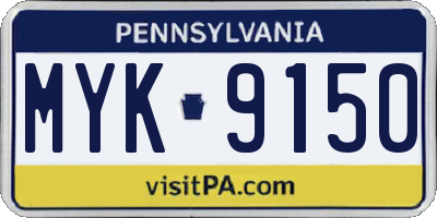 PA license plate MYK9150