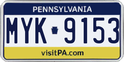 PA license plate MYK9153