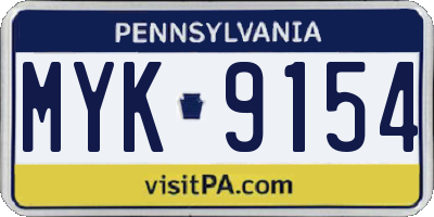 PA license plate MYK9154