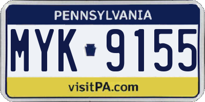 PA license plate MYK9155