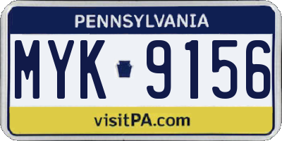 PA license plate MYK9156