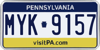 PA license plate MYK9157
