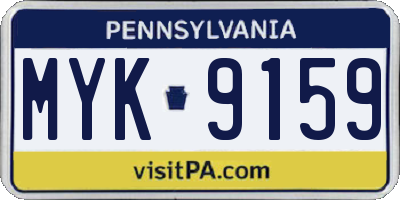 PA license plate MYK9159