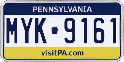 PA license plate MYK9161