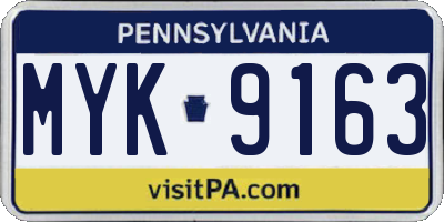 PA license plate MYK9163