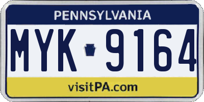 PA license plate MYK9164