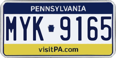 PA license plate MYK9165