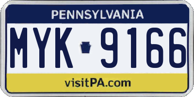 PA license plate MYK9166
