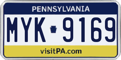 PA license plate MYK9169
