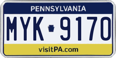PA license plate MYK9170