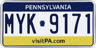 PA license plate MYK9171