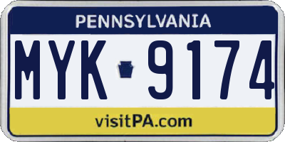PA license plate MYK9174