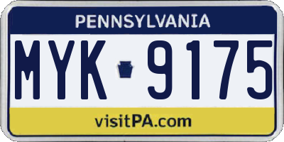 PA license plate MYK9175