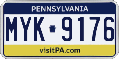 PA license plate MYK9176