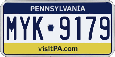 PA license plate MYK9179
