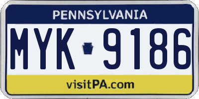 PA license plate MYK9186