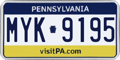 PA license plate MYK9195