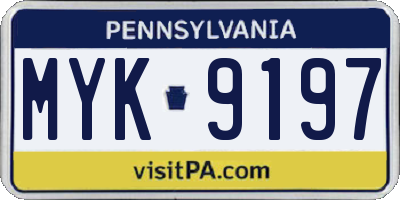PA license plate MYK9197