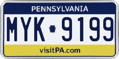 PA license plate MYK9199