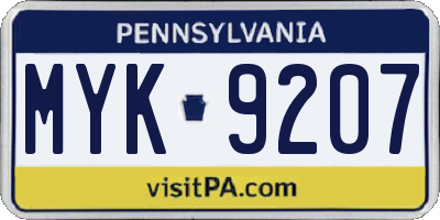 PA license plate MYK9207