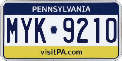 PA license plate MYK9210