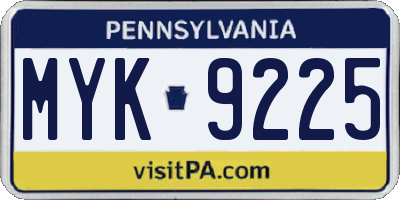 PA license plate MYK9225