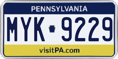 PA license plate MYK9229