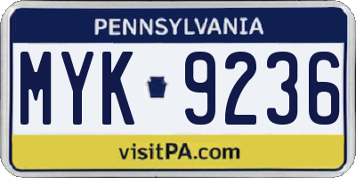 PA license plate MYK9236