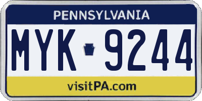 PA license plate MYK9244