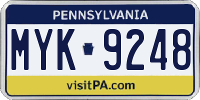 PA license plate MYK9248
