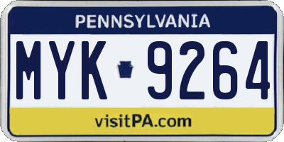 PA license plate MYK9264