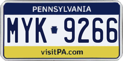 PA license plate MYK9266