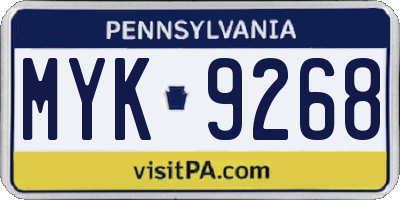 PA license plate MYK9268
