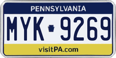 PA license plate MYK9269