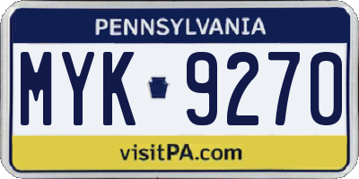 PA license plate MYK9270