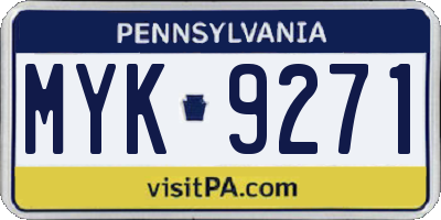 PA license plate MYK9271