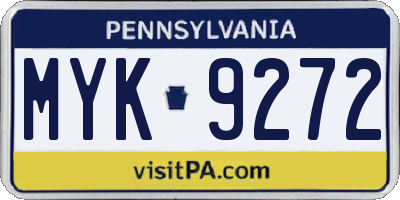 PA license plate MYK9272