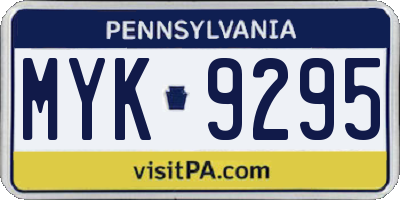 PA license plate MYK9295