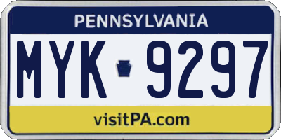 PA license plate MYK9297