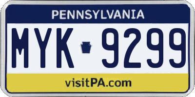 PA license plate MYK9299