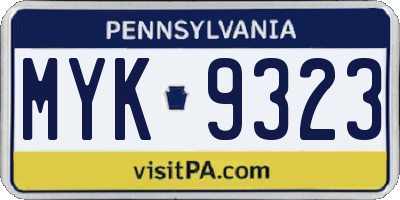 PA license plate MYK9323