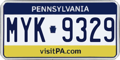 PA license plate MYK9329