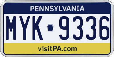 PA license plate MYK9336