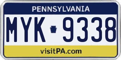PA license plate MYK9338