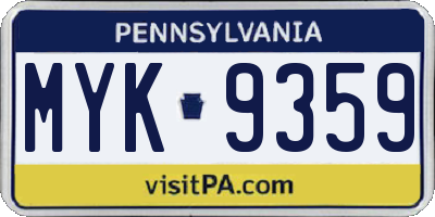 PA license plate MYK9359
