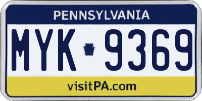 PA license plate MYK9369