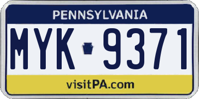 PA license plate MYK9371
