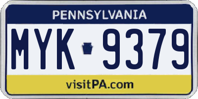 PA license plate MYK9379