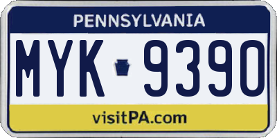 PA license plate MYK9390